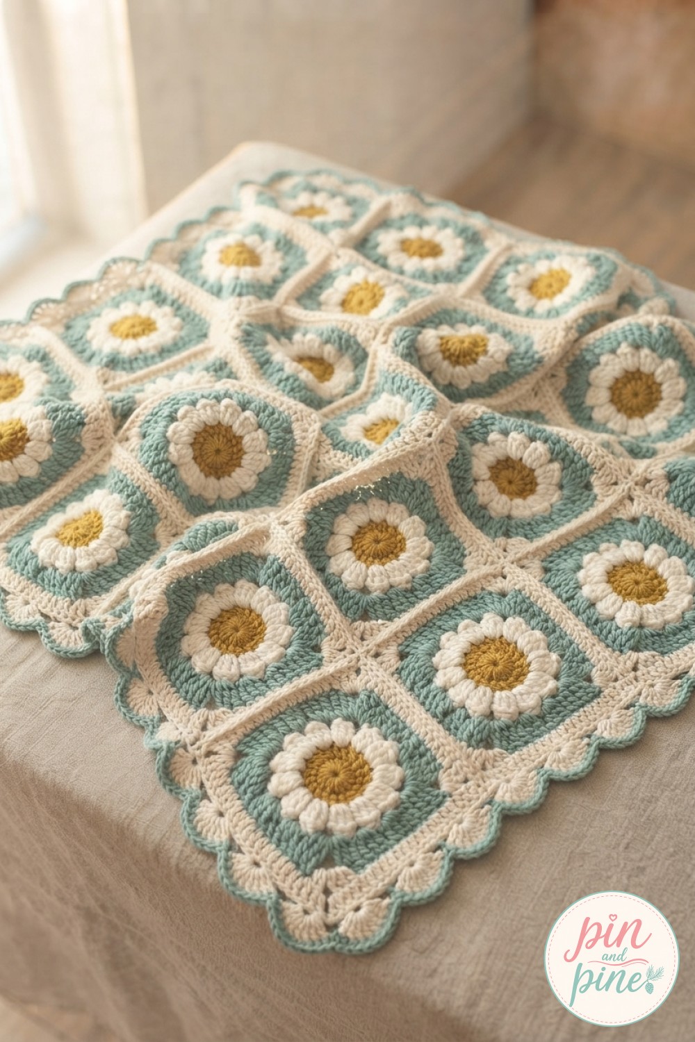 Crochet Flower Blanket Pattern - A Daisy Meadow, One Square